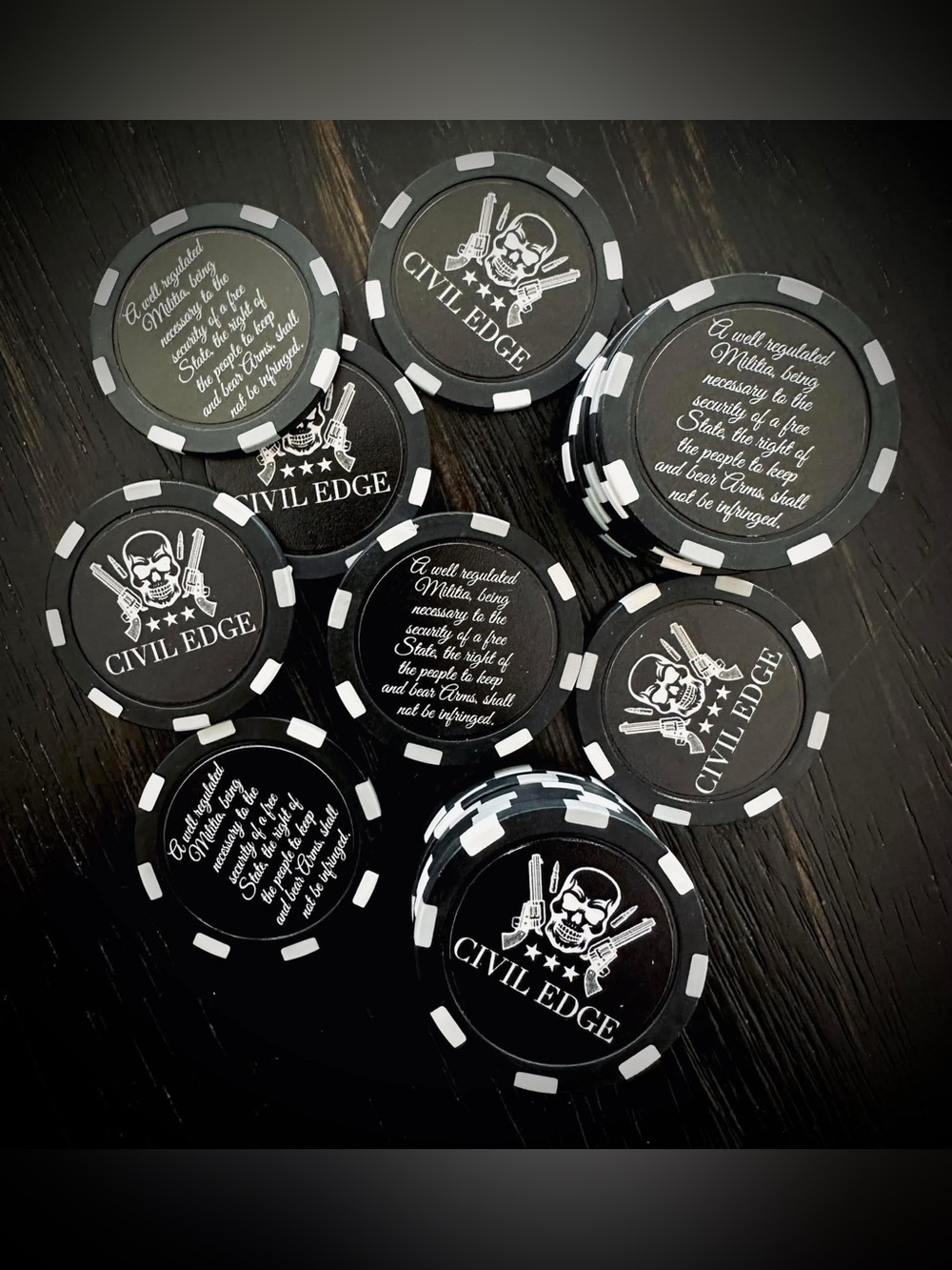 2A Black Poker Chips 10pk - Skull Logo
